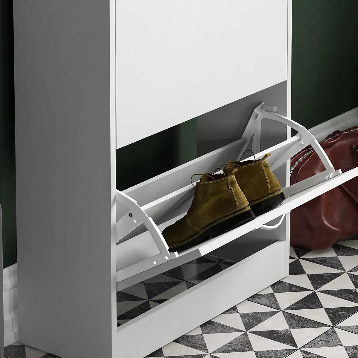 Vida Designs 2 Drawer Shoe Storage Cabinet For Small Spaces-Furniture Kingdom